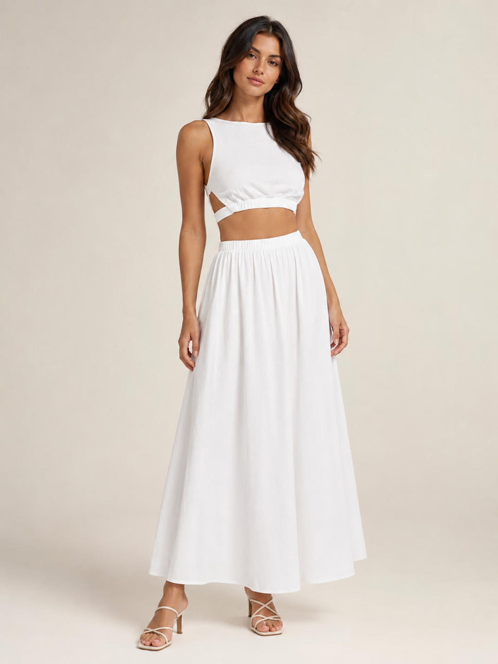 Tirenza - Dames Katoenen Maxi-Rok Met Elastische Taille En Steekzakken