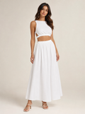Tirenza - Dames Katoenen Maxi-Rok Met Elastische Taille En Steekzakken