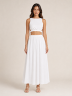 Tirenza - Dames Katoenen Maxi-Rok Met Elastische Taille En Steekzakken