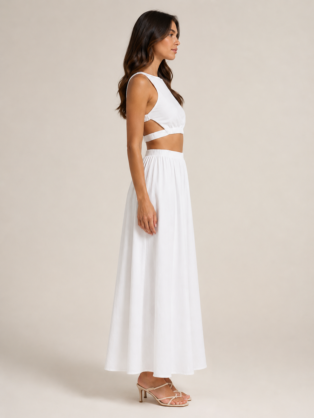 Tirenza - Dames Katoenen Maxi-Rok Met Elastische Taille En Steekzakken