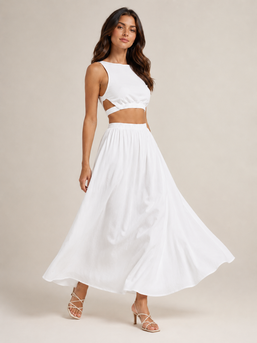 Tirenza - Dames Katoenen Maxi-Rok Met Elastische Taille En Steekzakken