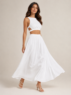 Tirenza - Dames Katoenen Maxi-Rok Met Elastische Taille En Steekzakken