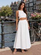 Tirenza - Dames Katoenen Maxi-Rok Met Elastische Taille En Steekzakken