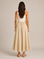 Tovella - Dames Lange Rok Met Hoge Taille En Steekzakken
