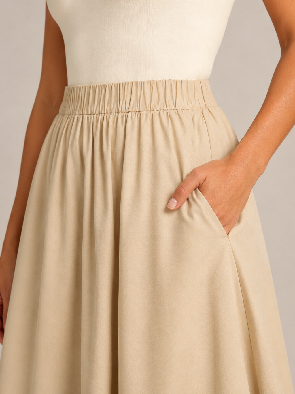 Tovella - Dames Lange Rok Met Hoge Taille En Steekzakken