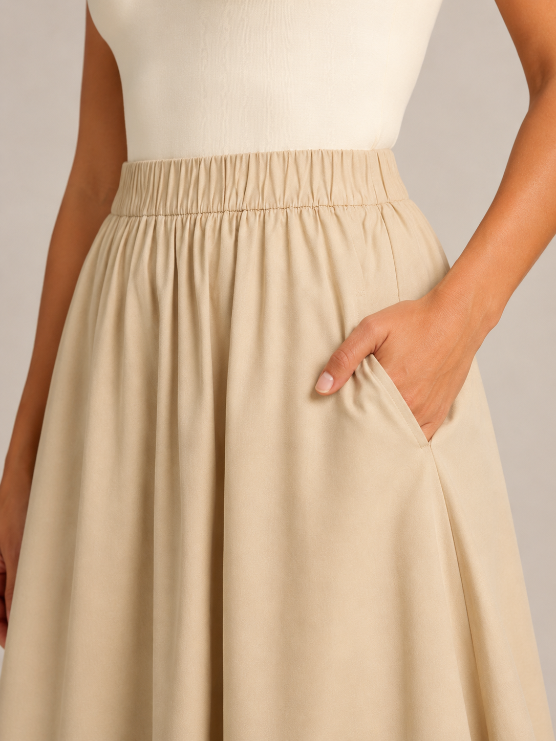 Tovella - Dames Lange Rok Met Hoge Taille En Steekzakken