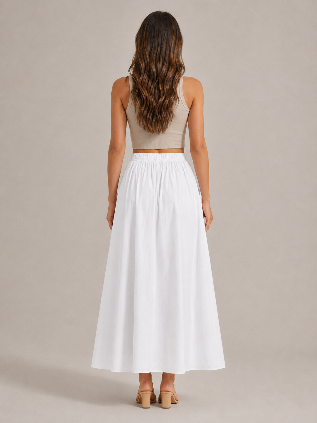 Tovella - Dames Lange Rok Met Hoge Taille En Steekzakken