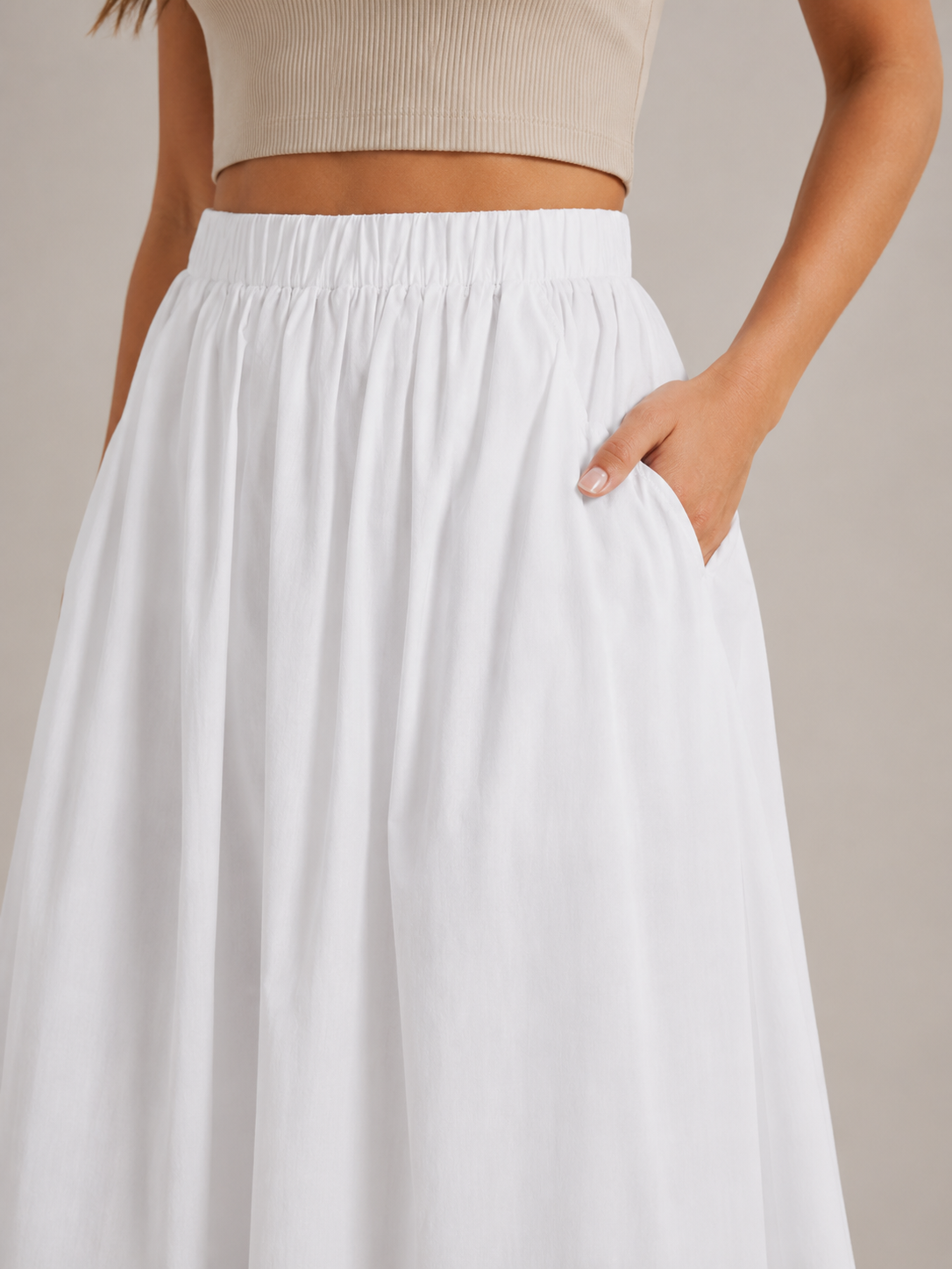 Tovella - Dames Lange Rok Met Hoge Taille En Steekzakken