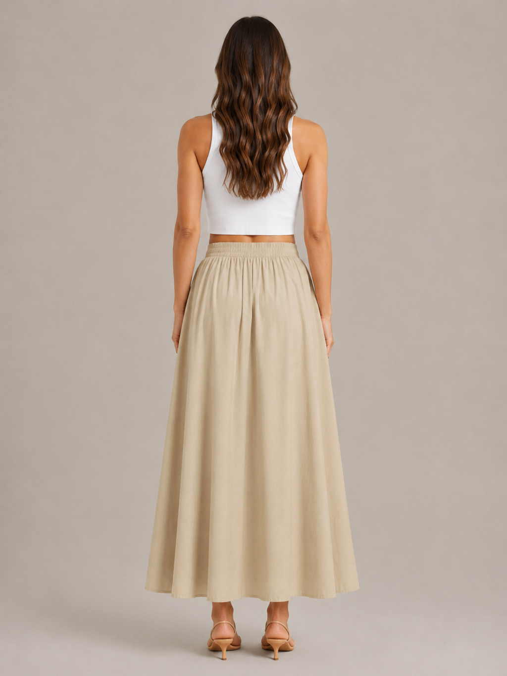 Tovella - Dames Lange Rok Met Hoge Taille En Steekzakken