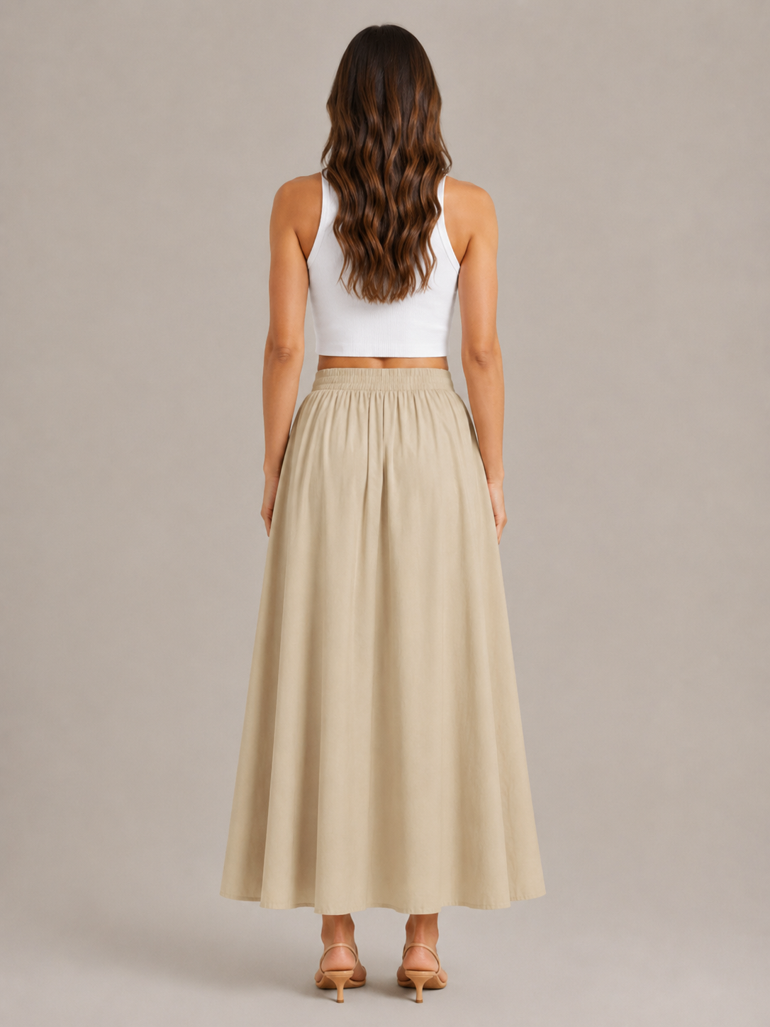 Tovella - Dames Lange Rok Met Hoge Taille En Steekzakken