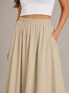 Tovella - Dames Lange Rok Met Hoge Taille En Steekzakken