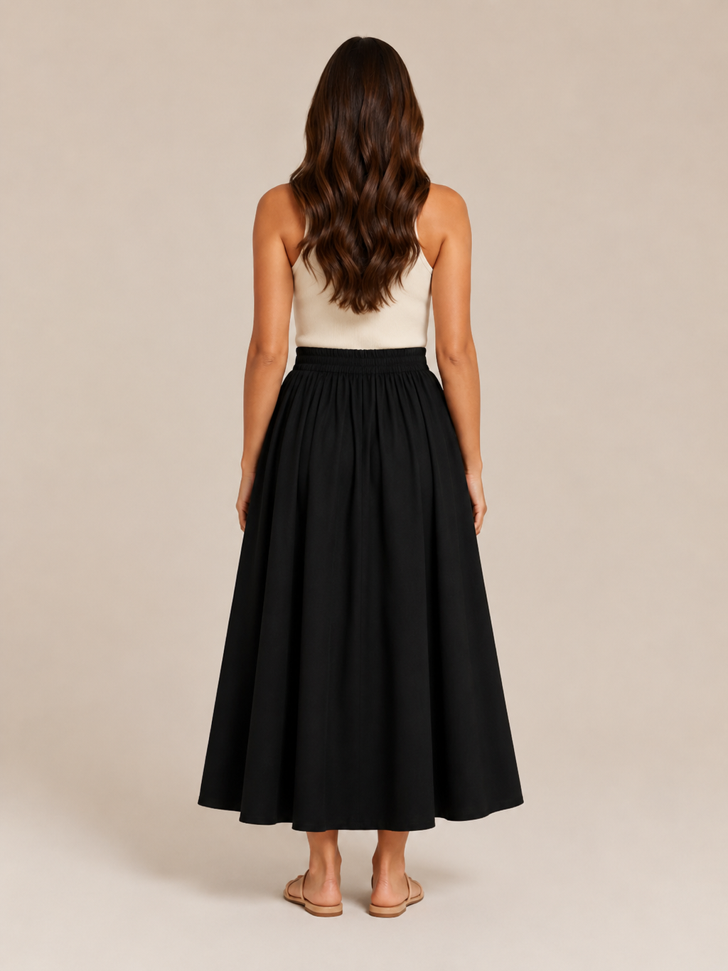 Talvina - Dames Midi-Rok Met Elastische Taille En Zwierige A-Lijn