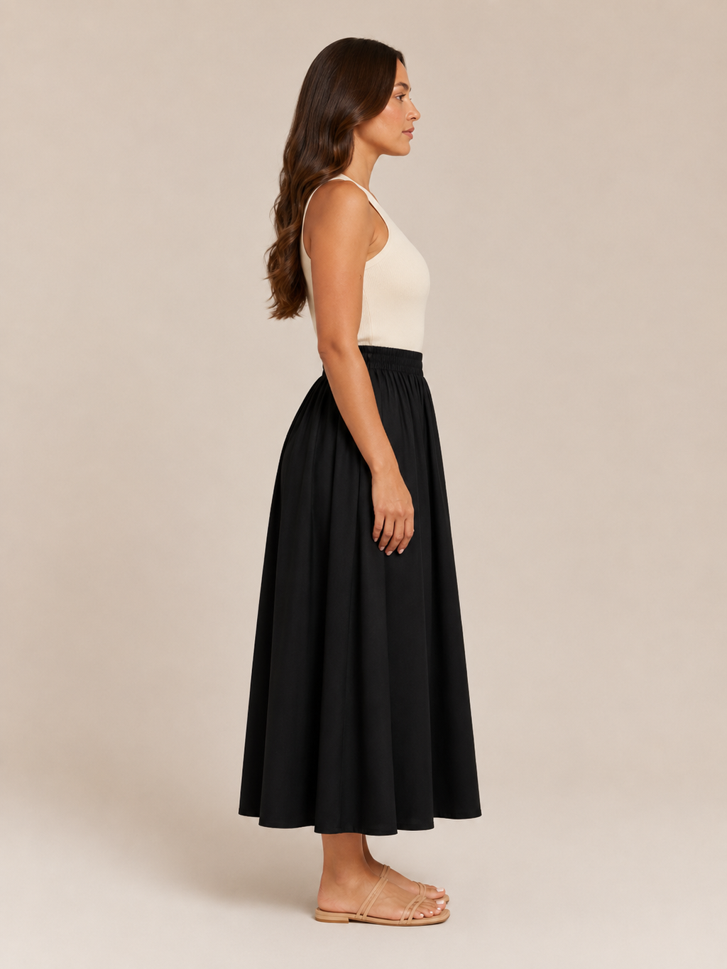 Talvina - Dames Midi-Rok Met Elastische Taille En Zwierige A-Lijn
