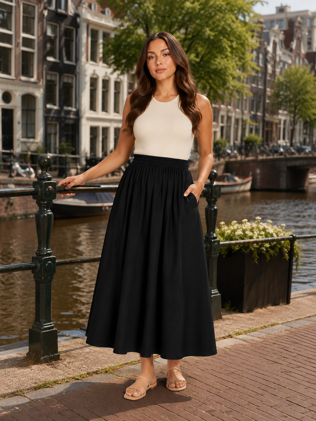 Talvina - Dames Midi-Rok Met Elastische Taille En Zwierige A-Lijn