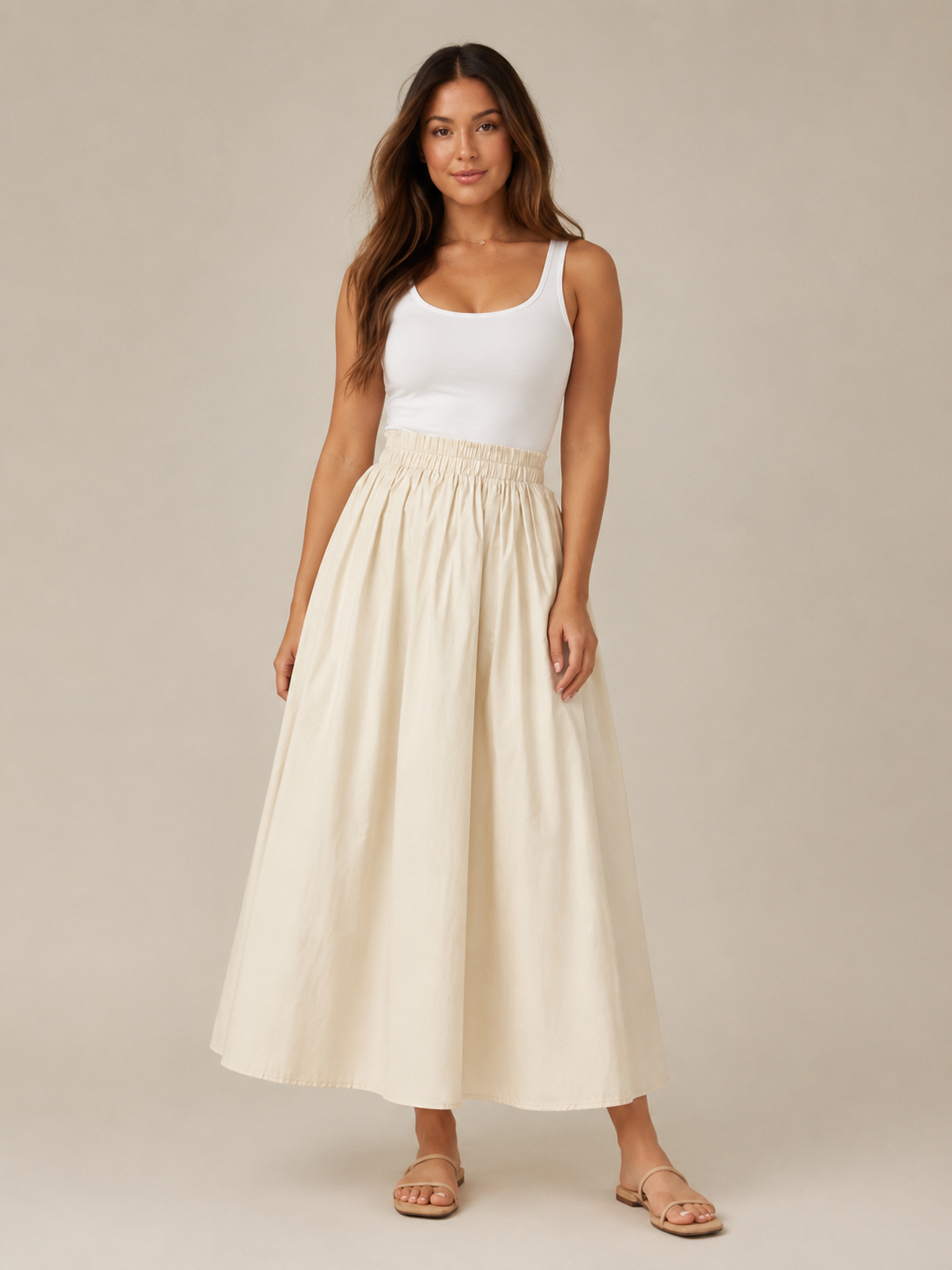 Talvina - Dames midirok met elastische taille en zwierige A-lijn