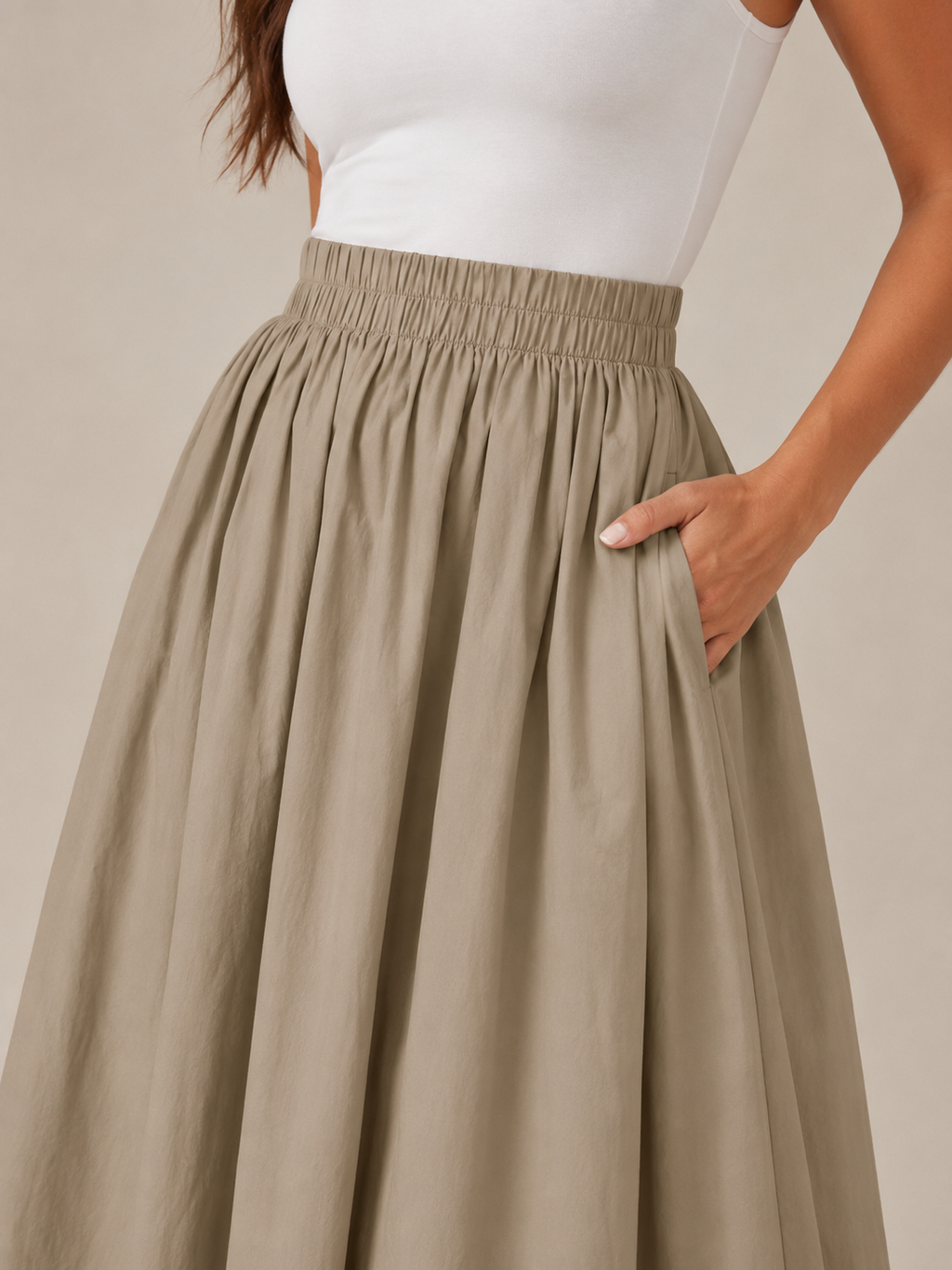 Talvina - Dames Midi-Rok Met Elastische Taille En Zwierige A-Lijn