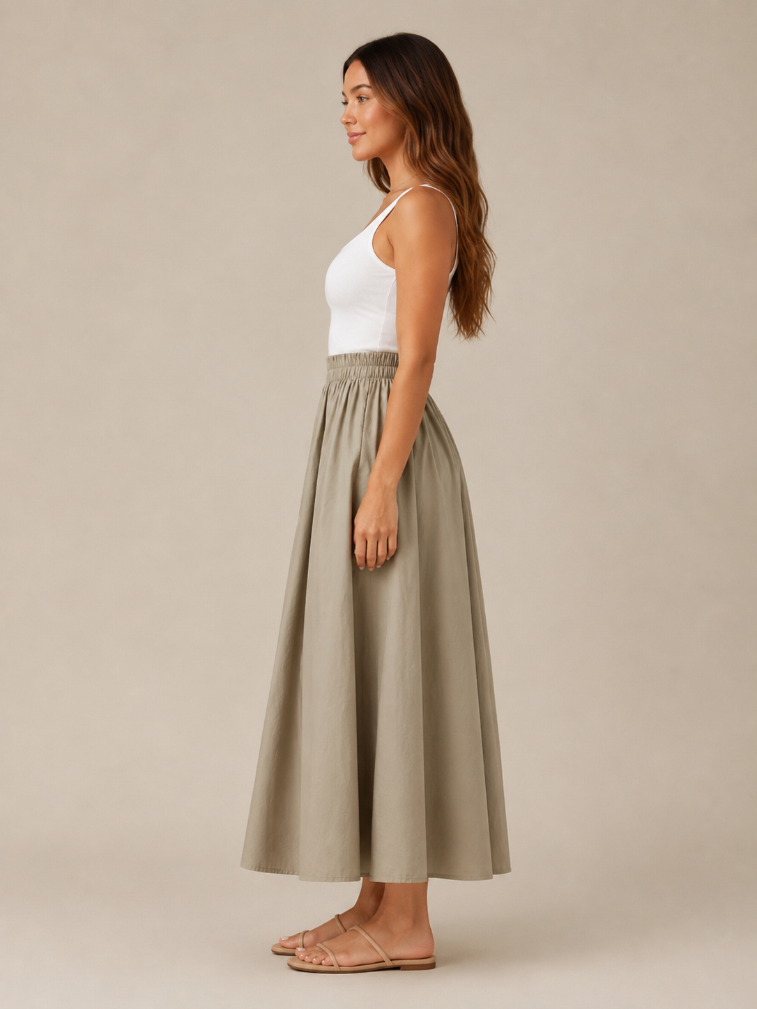 Talvina - Dames midirok met elastische taille en zwierige A-lijn