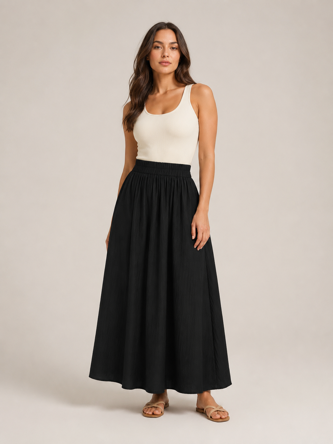 Tarelia - Dames Culotte Met Elastische Taille En Wijde Pijpen