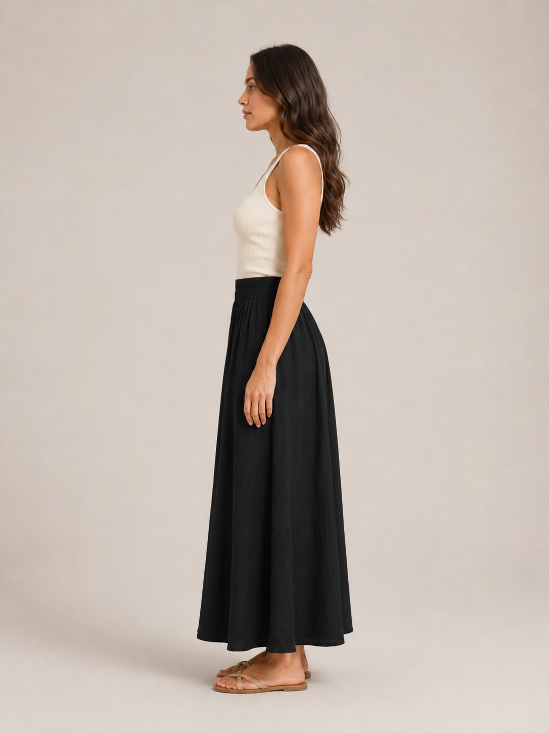 Tarelia - Dames Culotte Met Elastische Taille En Wijde Pijpen