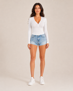 Jelena - Wit Longsleeve Poloshirt Met V-hals En Knoopdetails