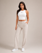 Javelle - Witte Rib Crop Top met Hoge Hals