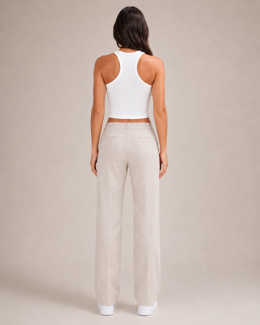 Javelle - Witte Rib Crop Top met Hoge Hals