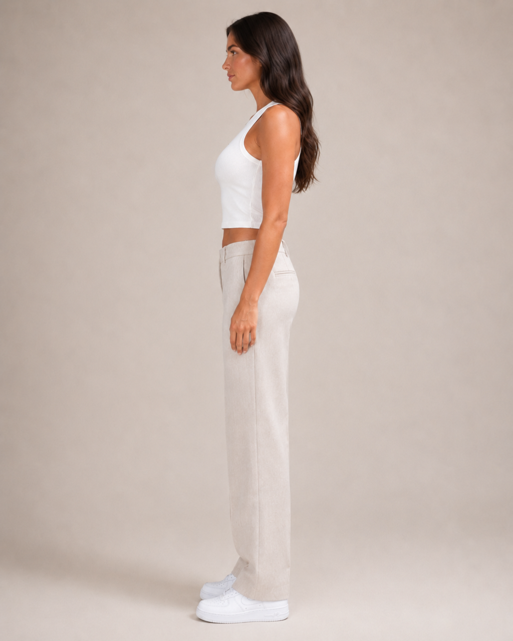 Javelle - Witte Rib Crop Top met Hoge Hals
