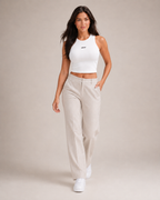 Javelle - Witte Rib Crop Top met Hoge Hals