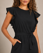 Hélisse - Dames Jumpsuit met Wijde Pijpen en Vlindermouwen