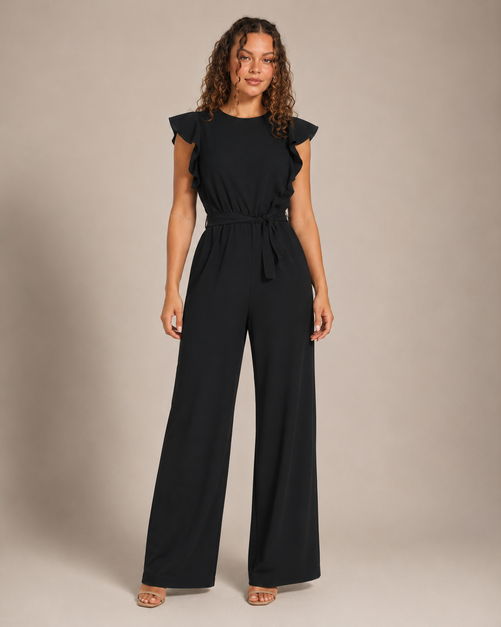 Hélisse - Dames Jumpsuit met Wijde Pijpen en Vlindermouwen