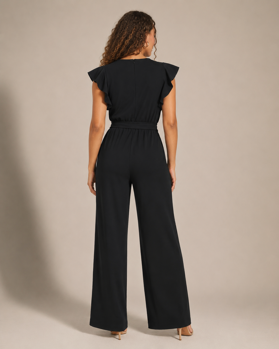 Hélisse - Dames Jumpsuit met Wijde Pijpen en Vlindermouwen