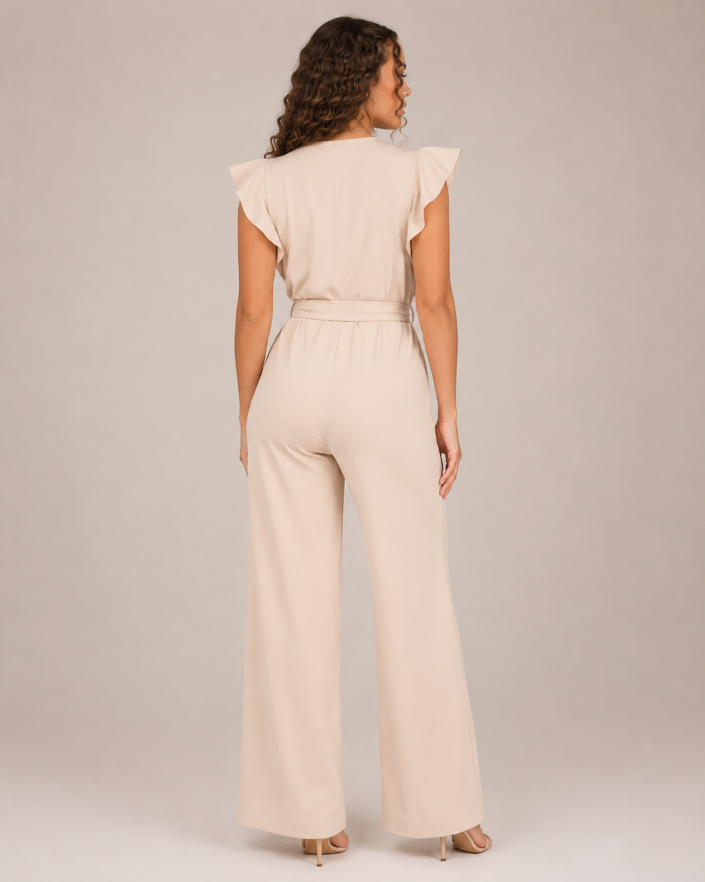 Hélisse - Dames Jumpsuit met Wijde Pijpen en Vlindermouwen
