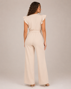 Hélisse - Dames Jumpsuit met Wijde Pijpen en Vlindermouwen