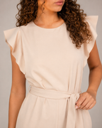 Hélisse - Dames Jumpsuit met Wijde Pijpen en Vlindermouwen