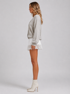 Perdita - Dames Kanten Mini-rok Met Ruches En Lage Taille
