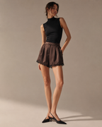 Priselle - Dames Satijnen Mini-short Met Kanten Rand