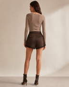 Priselle - Dames Satijnen Mini-short Met Kanten Rand