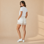 Primrose - Dames Short Met Satijnlook, Kant En Elastische Taille