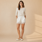 Primrose - Dames Short Met Satijnlook, Kant En Elastische Taille