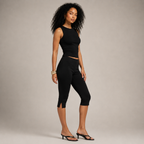 Prudencia - Zwarte Dames Capri-broek Met Elastische Taille