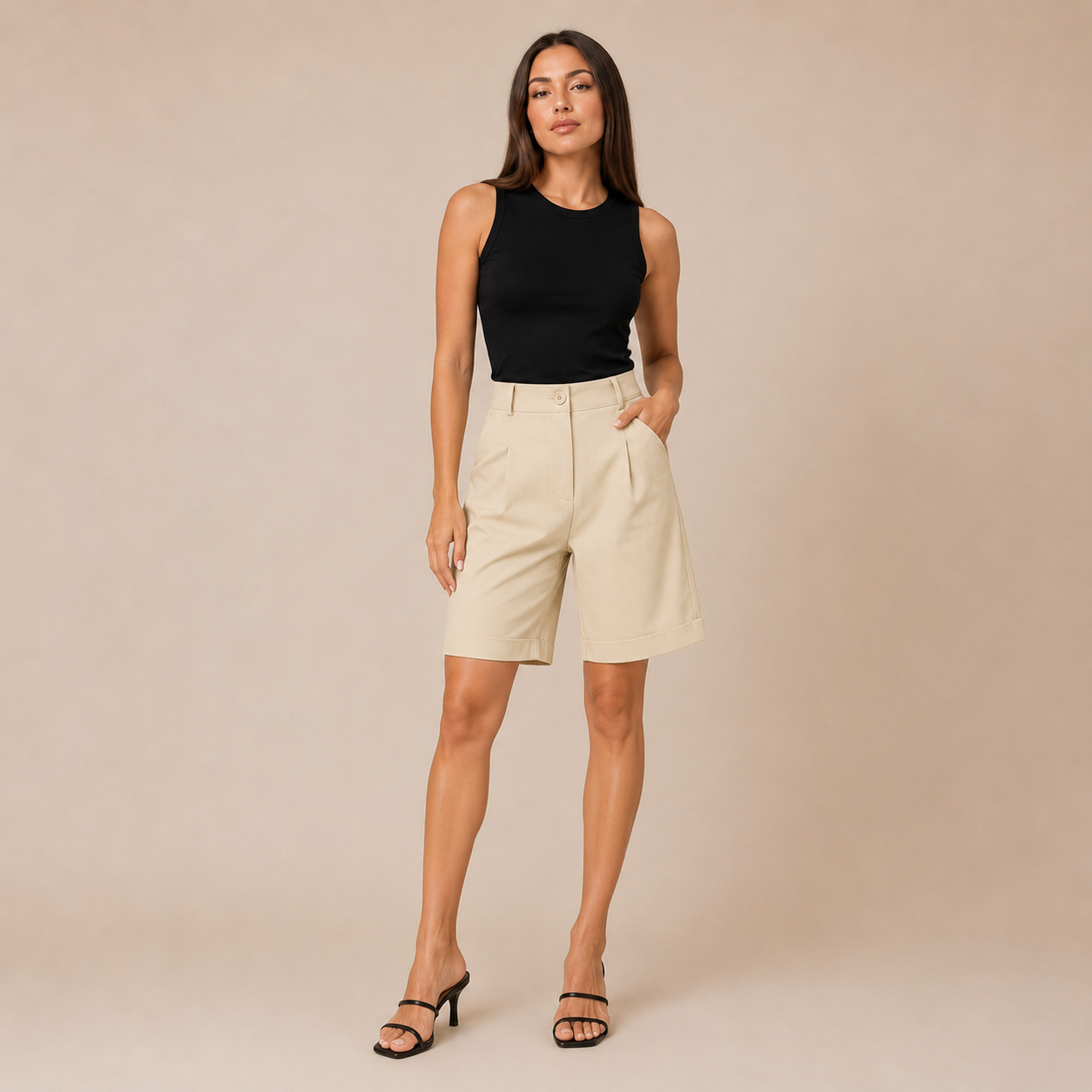 Pavona - Dames Wide Fit Short Met Elastische Taille