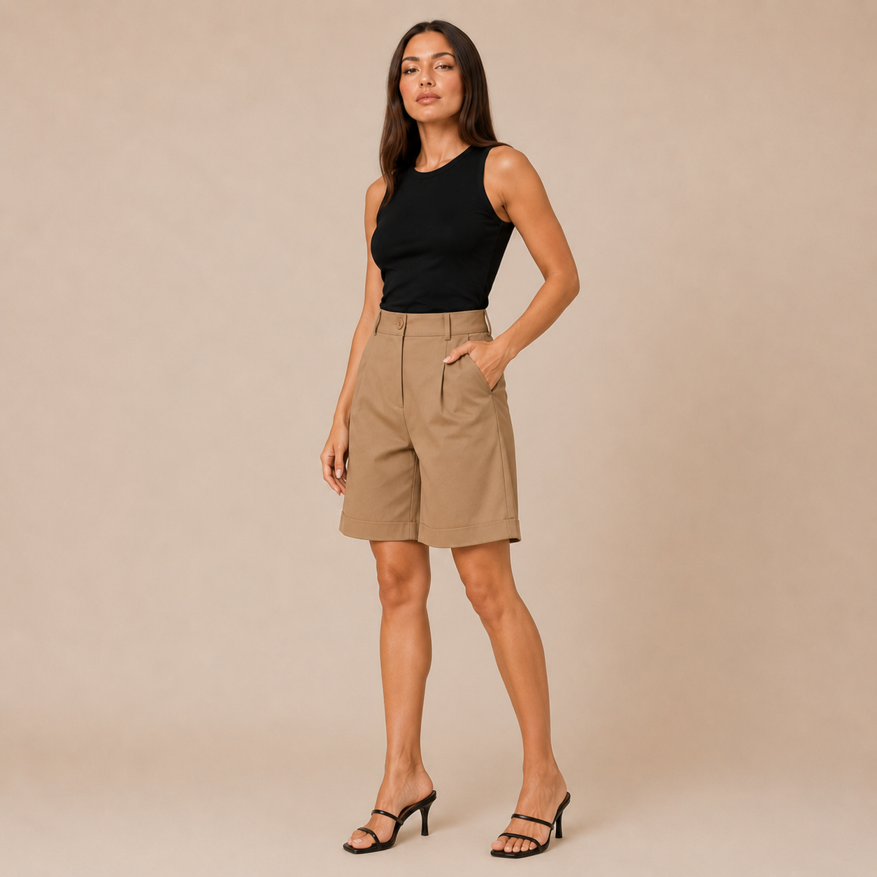 Pavona - Dames Wide Fit Short Met Elastische Taille