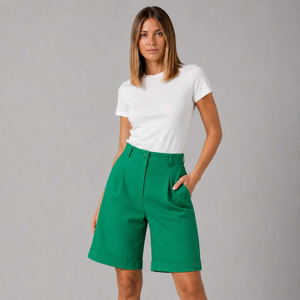 Pavona - Dames Wide Fit Short Met Elastische Taille