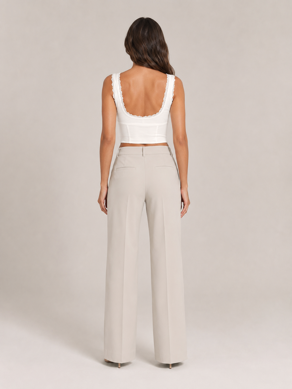 Persephone - Witte Dames Kanten Top Met Knopen