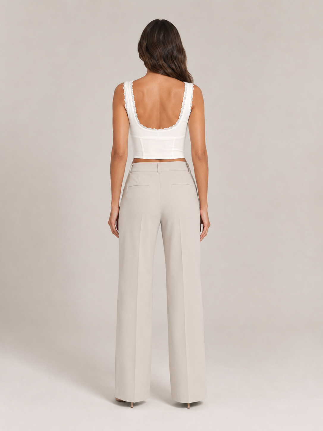 Persephone - Witte Dames Kanten Top Met Knopen