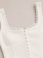 Persephone - Witte Dames Kanten Top Met Knopen