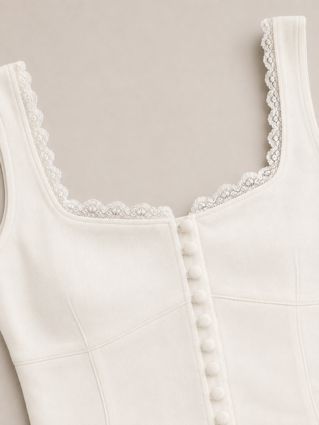 Persephone - Witte Dames Kanten Top Met Knopen