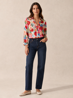 Pavita - Dames Blouse Met Bloemenprint En Knoopsluiting