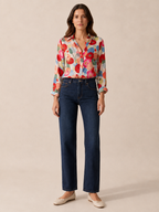 Pavita - Dames Blouse Met Bloemenprint En Knoopsluiting