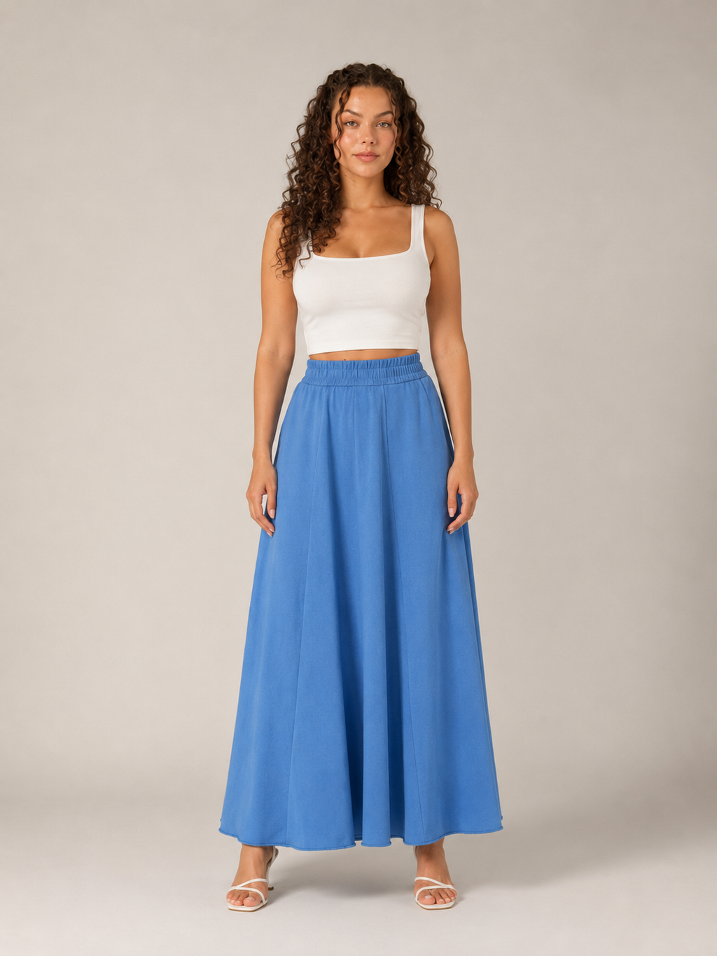 Tivelle - Dames Midi-Rok Met Steekzakken En Elastische Taille